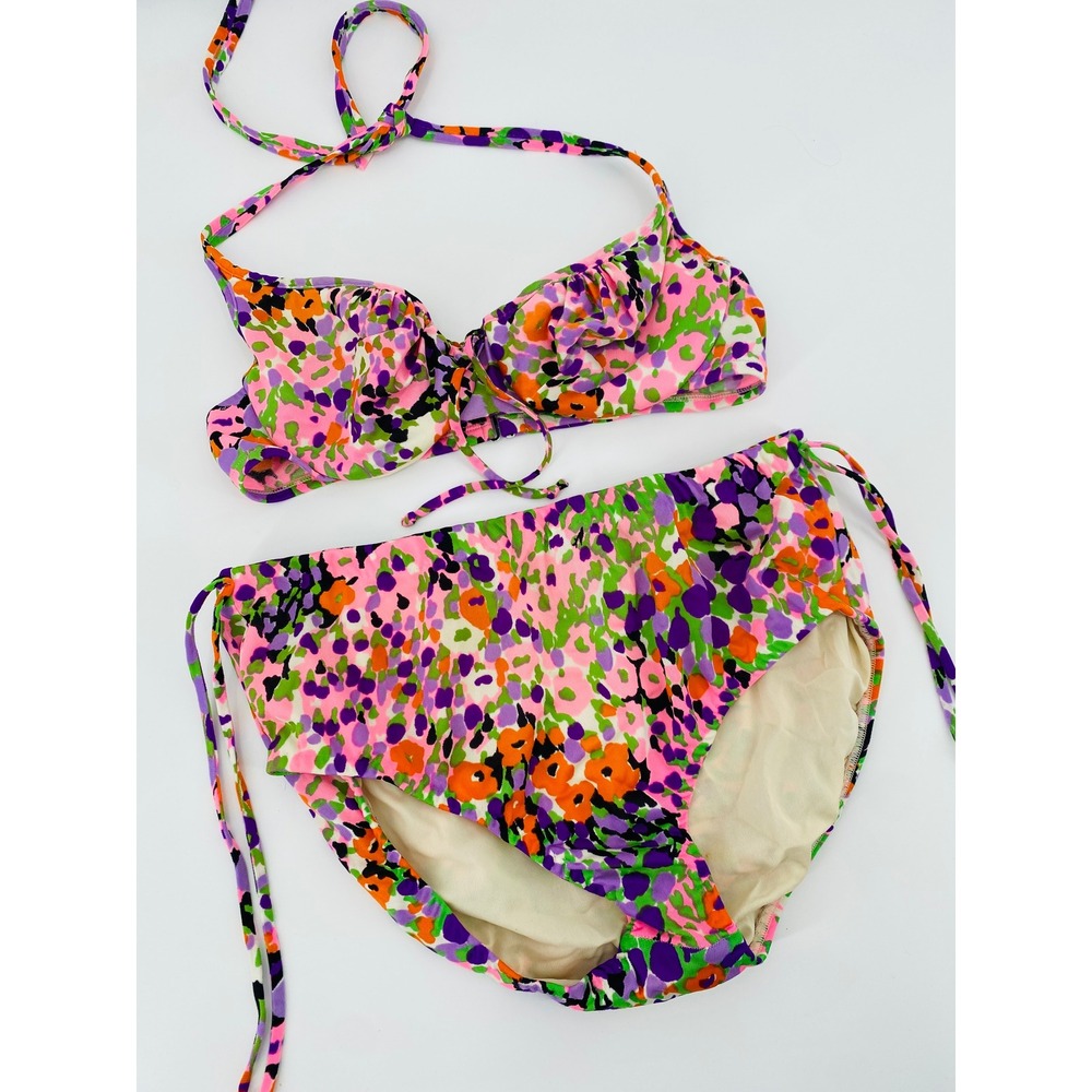 Vassarette Bikini Women 34B/Med Multicolor Floral Vintage High Waist‎ Two Piece